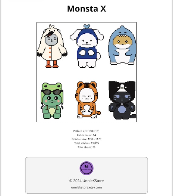 KPOP Monsta X New Emojis Group Cross Stitch Pattern - Etsy