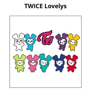 Patrón de punto de cruz del grupo de emojis Lovelys de KPOP Twice
