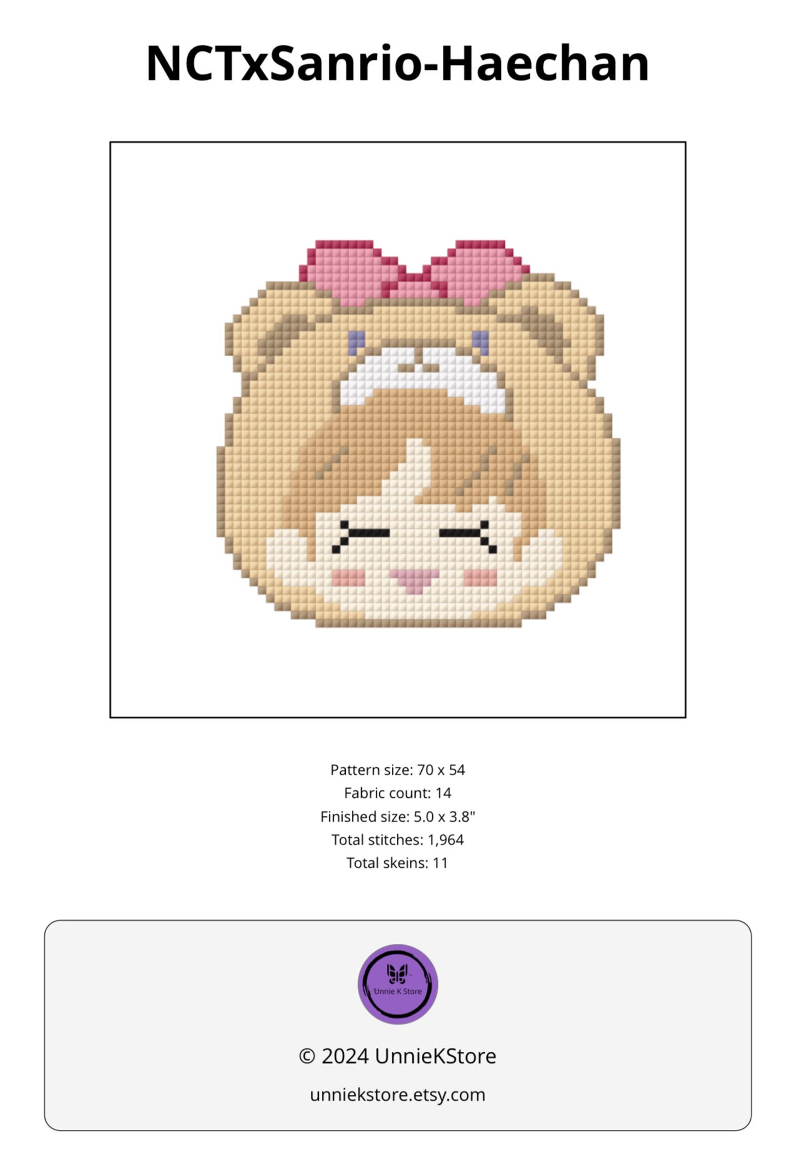 Nct Pattern KPOP Nct Dream Haechan Cross Stitch Pattern - Etsy