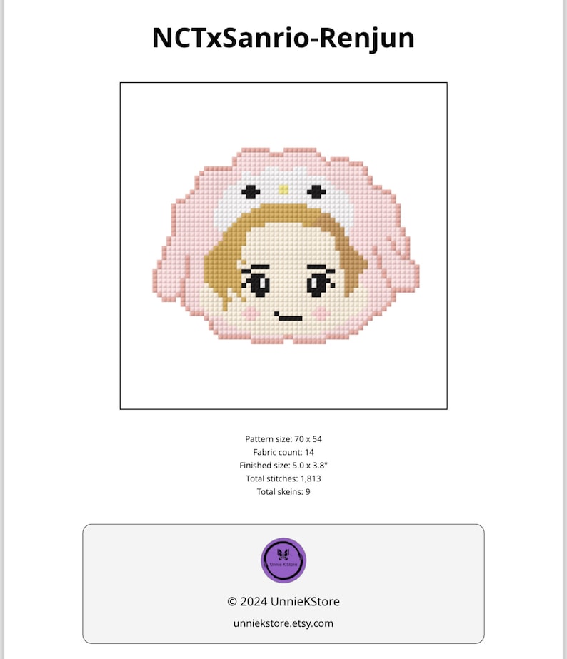 Nct Pattern KPOP Nct Dream Renjun Cross Stitch Pattern - Etsy