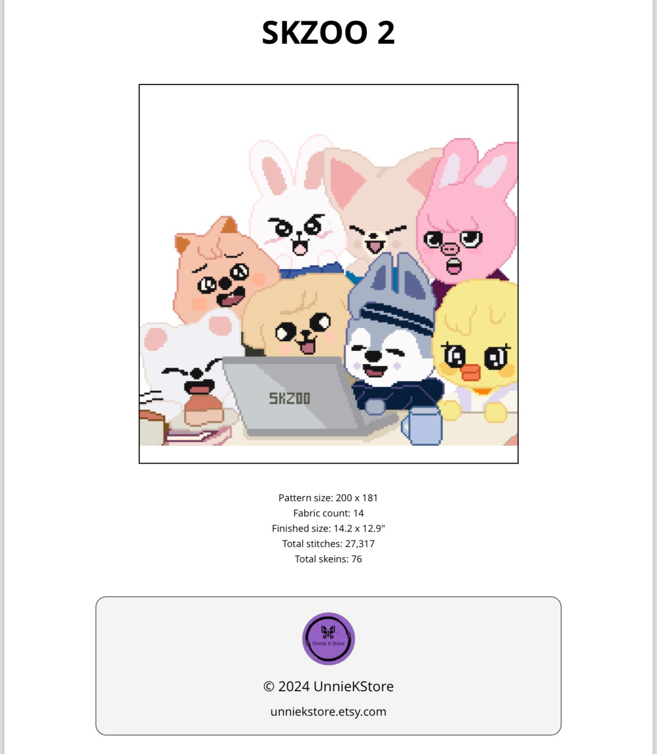 Kpop SKZOO 2 Cross Stitch Pattern - Etsy