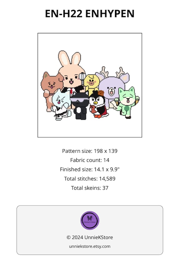 KPOP EN-H22 ENHYPEN Emojis Group Cross Stitch Pattern - Etsy