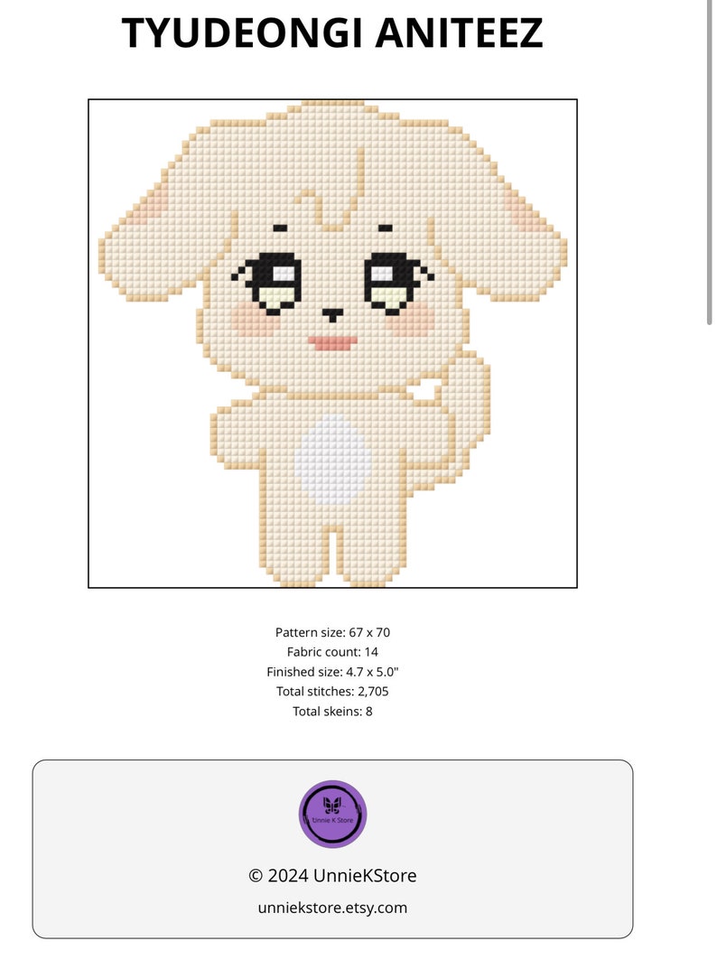 Kpop Ateez Aniteez Tyudeongi Cross Stitch Pattern - Etsy