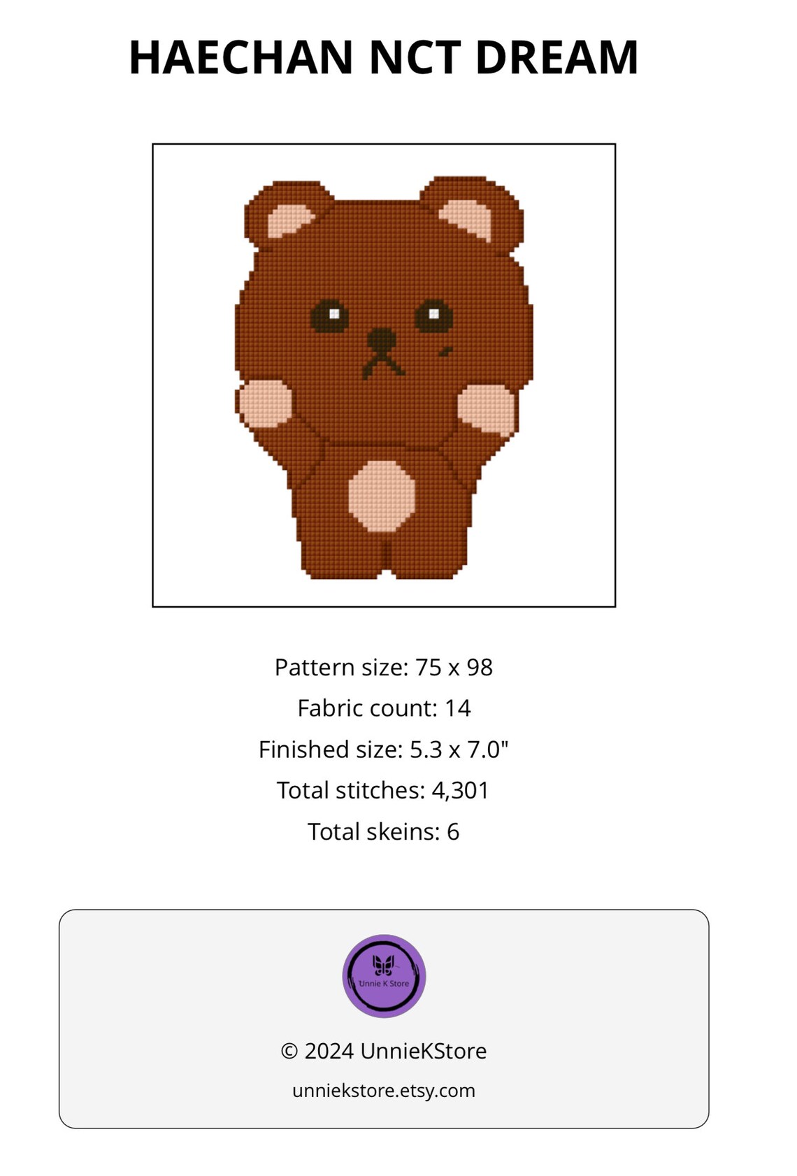 Nct Pattern KPOP Nct Dream Haechan Cross Stitch Pattern 2 - Etsy
