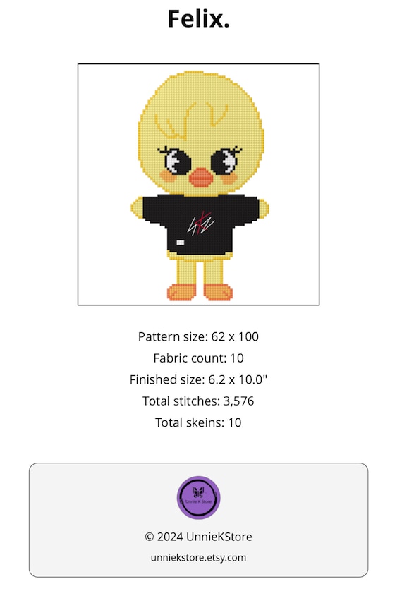 Kpop SKZOO ボカリ / フェリックス クロスステッチ パターン - Etsy 日本