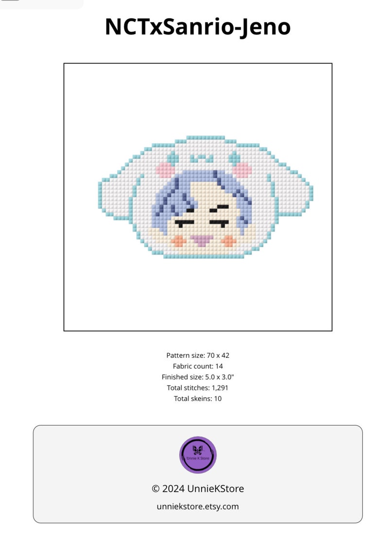 Nct Pattern KPOP Nct Dream Jeno Cross Stitch Pattern - Etsy