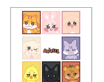 Kpop Ateez Aniteez Group Cross Stitch Pattern