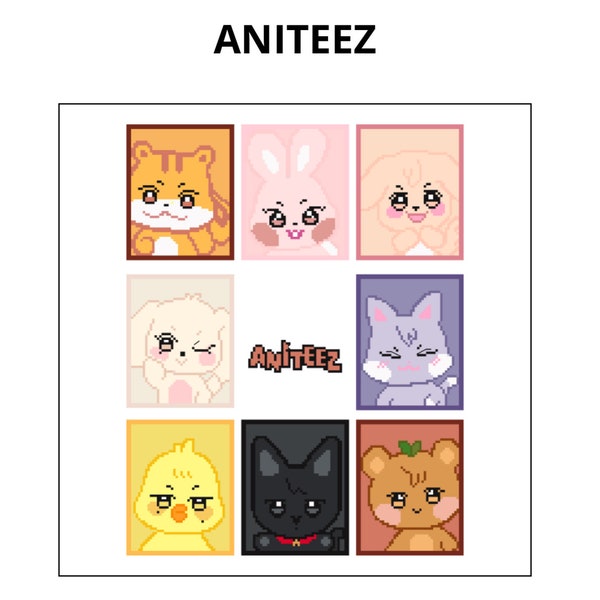Kpop Ateez Aniteez Group Cross Stitch Pattern