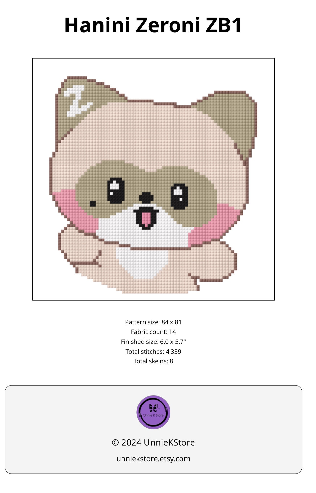 HANINI Zeroni ZB1 Cross Stitch Pattern - Etsy