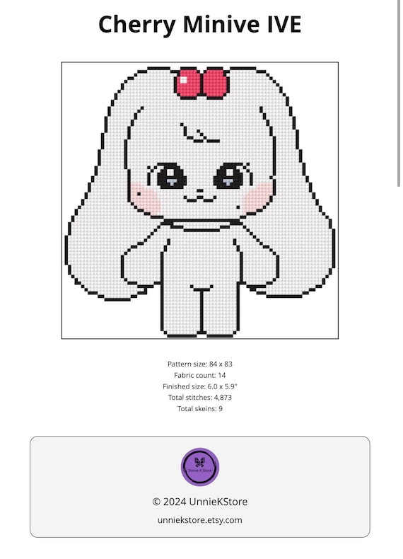 Kpop Ive Minive Cherry / Wonyoung Cross Stitch Pattern - Etsy