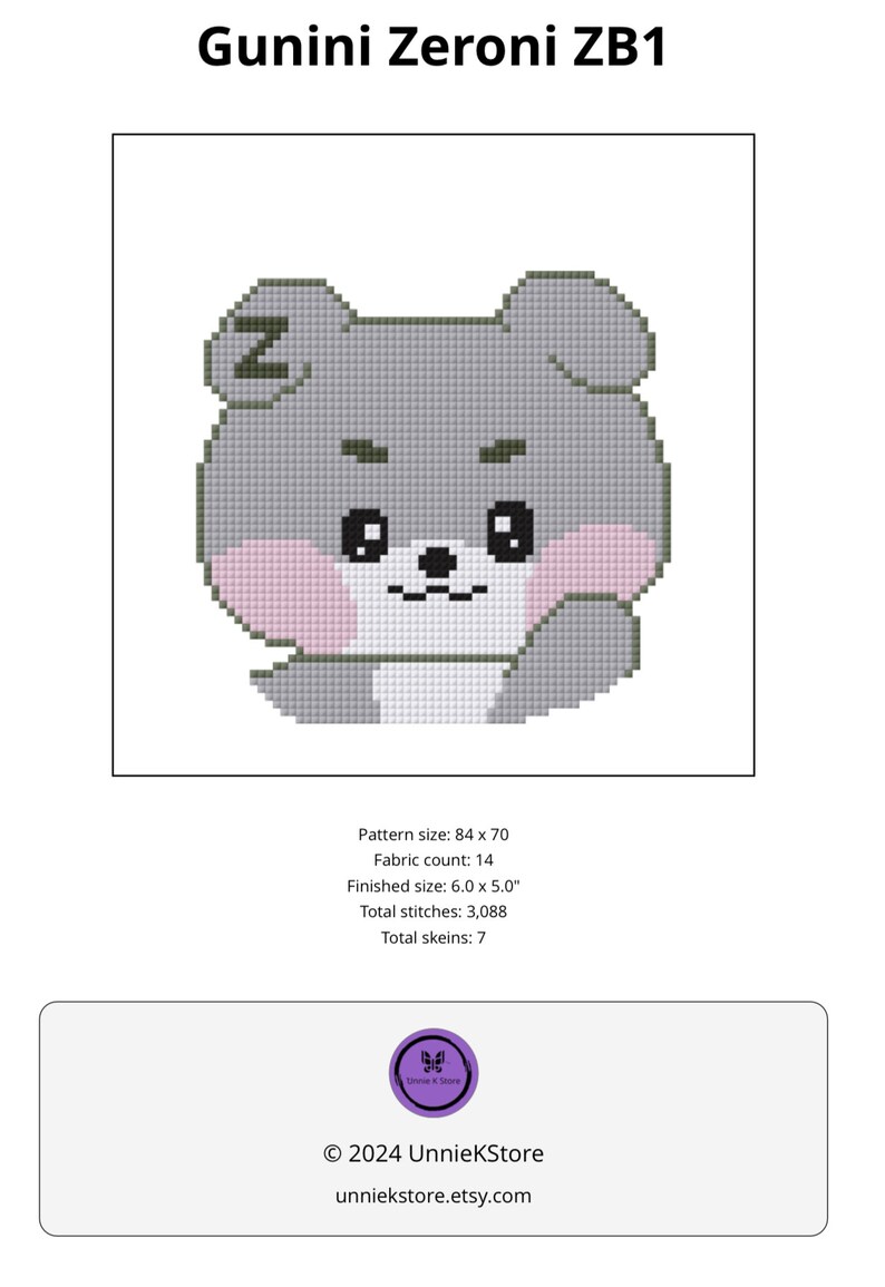 Gunini GUNINI Zeroni ZB1 Cross Stitch Pattern - Etsy