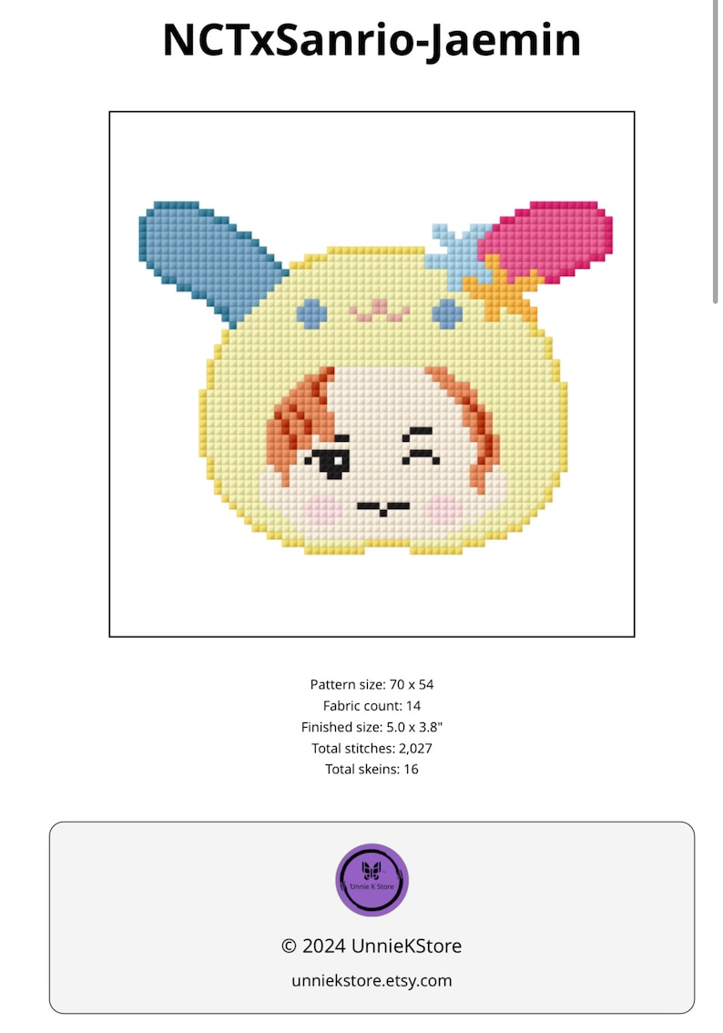 Nct Pattern KPOP Nct Dream Jaemin Cross Stitch Pattern - Etsy