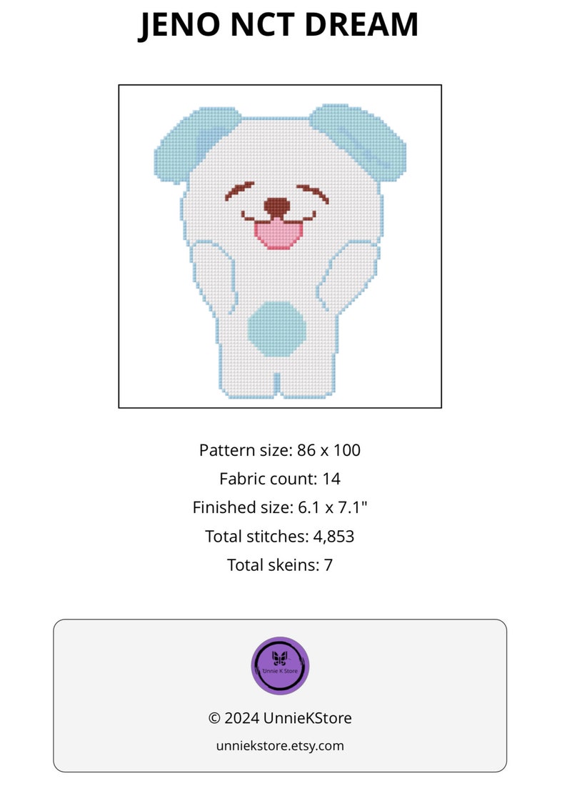 Nct Pattern KPOP Nct Dream Jeno Cross Stitch Pattern 2 - Etsy