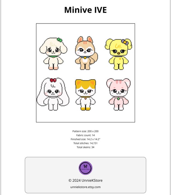 KPOP Ive Minive Emojis Group Cross Stitch Pattern - Etsy