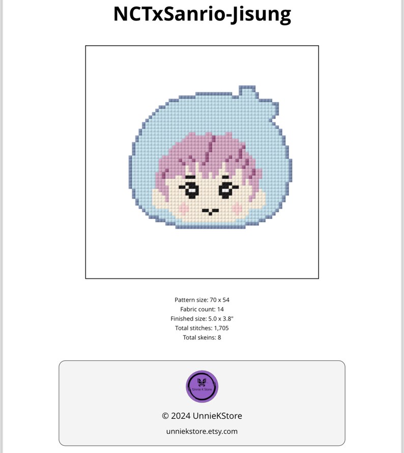 Nct Pattern KPOP Nct Dream Jisung Cross Stitch Pattern - Etsy