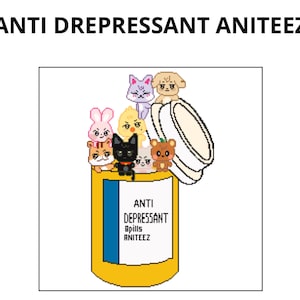 Patrón de punto de cruz del antidepresivo Kpop Ateez Aniteez