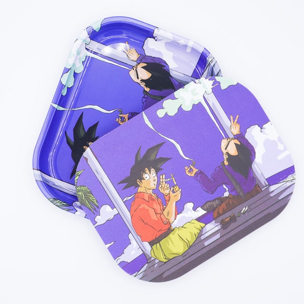 Rolling Tray - Small Anime Inspired Rolling Tray with Magnetic lid Small Rolling Tray  Metal Rolling Tray - Rolling Tray with Lid