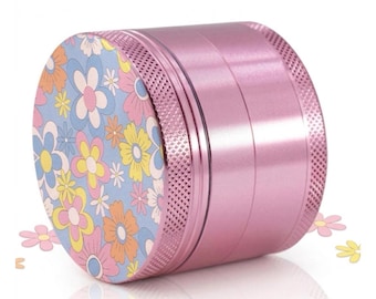 2.5" Herb Grinder Retro Flower Design Herb Grinder - Premium Aluminum or Zinc Construction"