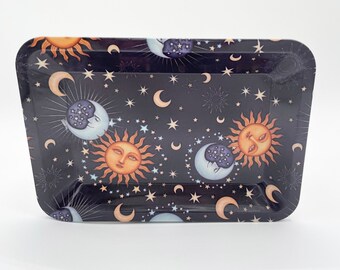Rolling Tray - Sun and Moon Rolling Tray - Small  Rolling Tray Cute Rolling Tray -  Rolling Tray for Men - Rolling Tray for Women