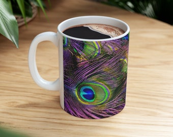 Peacock Feather Mug,Peacock Gift,Peacock Lover Gift,Peacock Coffee Mug,Peacock Coffee CupTea Mug,Coffee Mug,Birthday Gift,Gift For Her