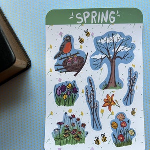 Frühlings-Stickerbogen | Bullet Journal und Scrapbook Aufkleber | Niedliche Weihnachtssticker