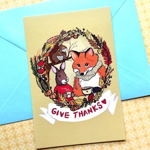 Les animaux d'automne remercient Carte postale