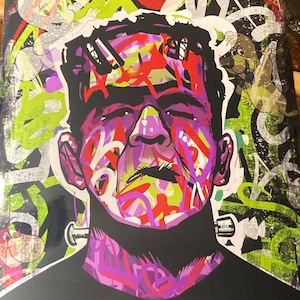 Frankenstein&#39;s Monster Art Print: Colorful Pop Culture Mashup