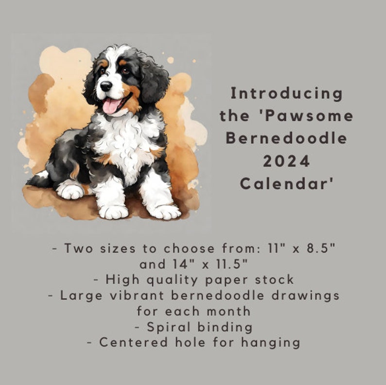 Bernedoodle 2024 Wall Calendar Have a Pawsome New Year for Etsy Sweden