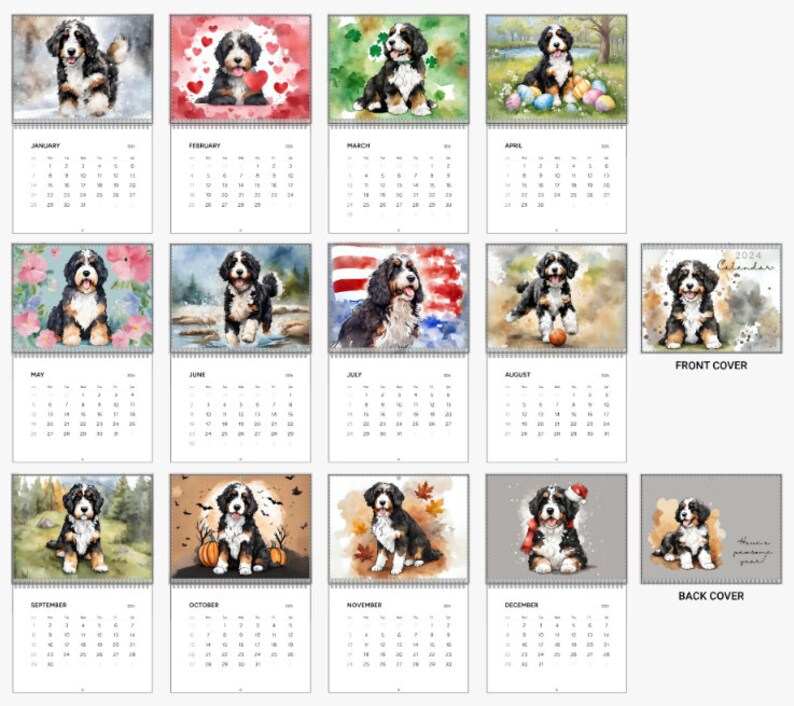 Bernedoodle 2024 Wall Calendar Have a Pawsome New Year for Etsy Sweden