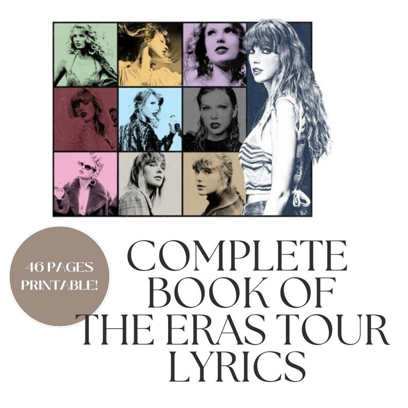 Book of Taylor Swift Eras Tour Lyrics Instant Download 46 Etsy