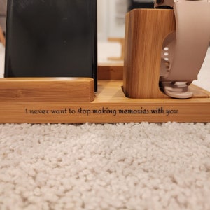 Bamboo Personalized  Phone Charging Station, Apple watch and phone Charging station. Custom Text Charging Station