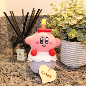 Personalized Kirby Plush, Happy Birthday Kirby Plush, Heart Name Tag, Birthday Gifts, Kirby Plushs, Kawaii Kirby Plush, Fan Kirby
