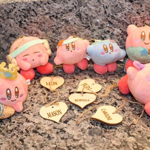 Personalized Kirby Plush, Kirby Series Plush, Heart Name Tag, Birthday Gifts, Kirby Plushs, Kawaii Kirby Plush, Fan Kirby, Cute Kirby 05