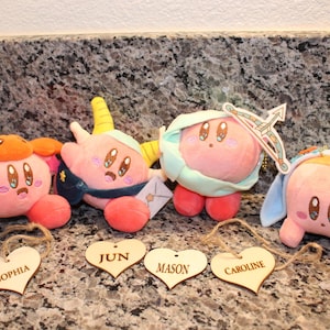Personalized Kirby Plush, Kirby Series Plush, Heart Name Tag, Birthday Gifts, Kirby Plushs, Kawaii Kirby Plush, Fan Kirby, Cute Kirby 04