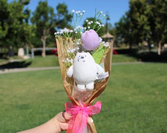 Ramo de osito de hielo de ganchillo, ramo de flores de ganchillo, ramo de graduación, regalos de cumpleaños, ramo de cumpleaños, regalo único, tulipán