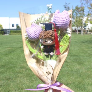 Graduation bouquet, Graduation Boy Bouquet, Personalized Name Tag Bouquet, Graduation Gifs, Graduation  Crochet Bouquet, Two Tulip Boy 02