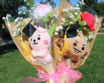 Graduation Bouquet, BTS Crochet Graduation Bouquet, BT21 Bouquet, K POP Boy Group Bouquet, K Pop Crochet Bouquet, BTS Bouquet, bts Gifts 03