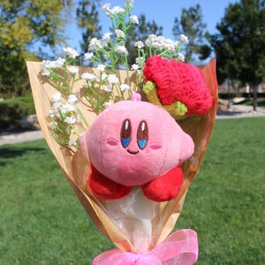Kirby Crochet Bouquet, Kirby Basic Series, Crochet Flowers Bouquet, Birthday Bouquet, Kirby Plush, Kirby, Kirby Fan, Friends Gifts, Red Rose