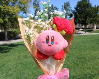 Kirby Crochet Bouquet, Kirby Basic Series, Crochet Flowers Bouquet, Birthday Bouquet, Kirby Plush, Kirby, Kirby Fan, Friends Gifts, Red Rose