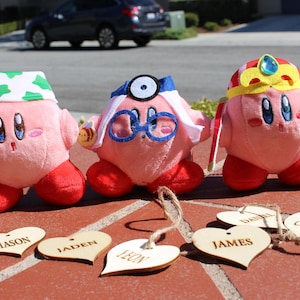 Personalized Kirby Plush, Kirby Series Plush, Heart Name Tag, Birthday Gifts, Kirby Plushs, Kawaii Kirby Plush, Fan Kirby, Cute Kirby 01