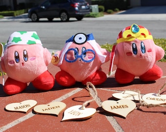 Personalized Kirby Plush, Kirby Series Plush, Heart Name Tag, Birthday Gifts, Kirby Plushs, Kawaii Kirby Plush, Fan Kirby, Cute Kirby 01
