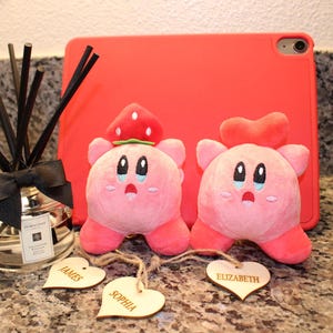Personalized Kirby Plush, Kirby Heart/ Strawberry Plush, Heart Name Tag, Birthday Gifts, Kirby Plush, Kawaii Kirby Plush, Fan Kirby, Kirby