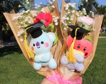 Graduation Bouquet, BTS Crochet Graduation Bouquet, BT21 Bouquet, K POP Boy Group Bouquet, K Pop Crochet Bouquet, BTS Bouquet, bts Gifts 01