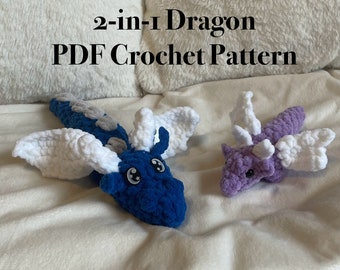 2 In 1 Dragon Pattern, Low-sew No-sew Crochet Pattern
