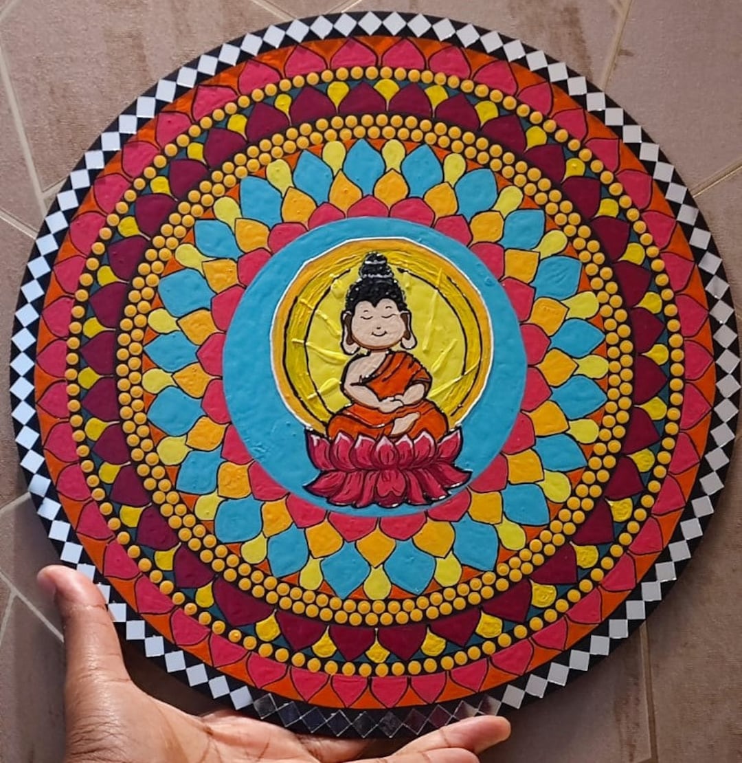 Lord Buddha in Meditating Pose Well Decorated With Mirrors Etsy