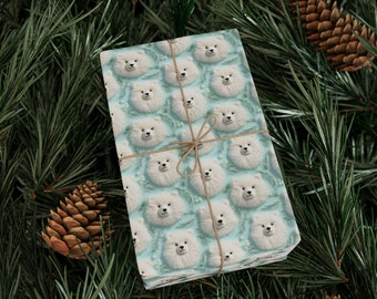 Polar Bear Wrapping Paper Vintage Holiday Gift Wrap Faux Embroidered Christmas Gift Wrap Christmas Wrapping Paper Christmas Polar Bear