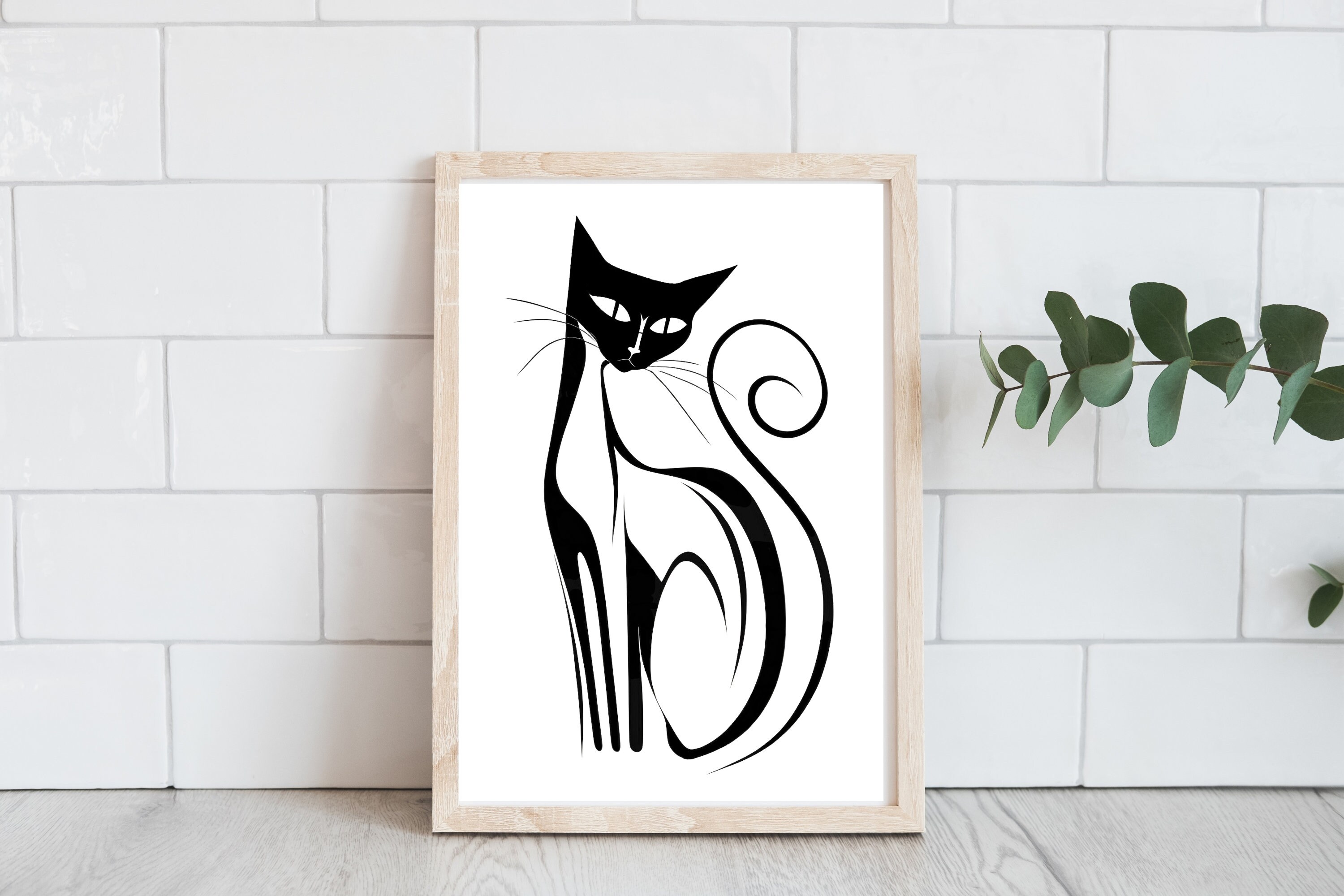 Black and White Cat Digital Download Printable Cat Artwork Dorm Room ...