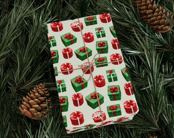 Christmas Gift Wrapping Paper Vintage Holiday Gift Wrap Faux Embroidered Christmas Gift Wrap Christmas Wrapping Paper Christmas Gift Paper