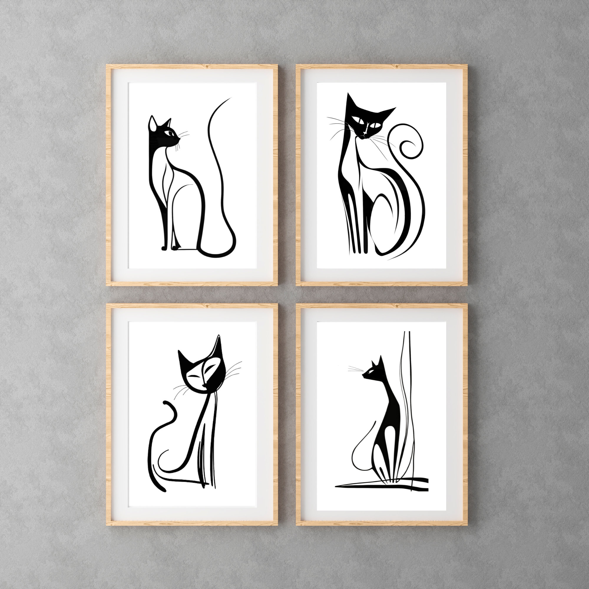 Black and White Cat Digital Download Printable Cat Artwork Dorm Room ...