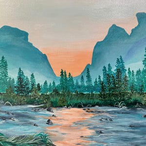 Beautiful Landscape Sunset Acrylic Painting, 24X18 inches, Acrylic on Framed Canvas, Original Hand painted